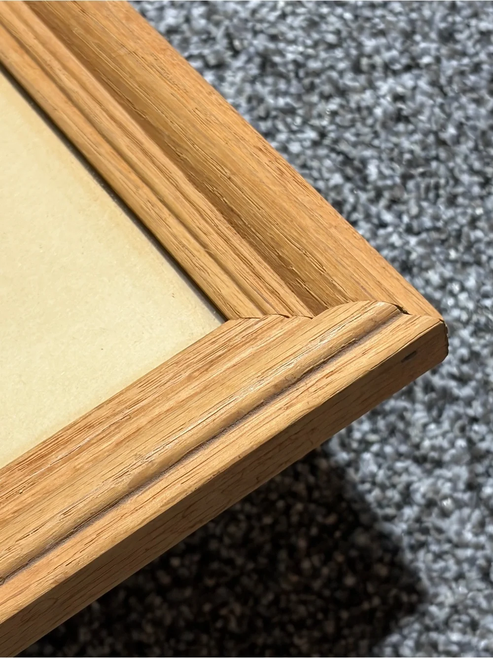 Vintage Solid Oak Wood Picture Frame with Beige Mat 9x12